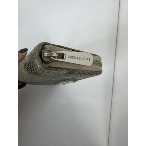 Michael Kors Python Embossed Leather Hobo Shoulder Bag Gold Hardware + Wallet - Picture 14 of 16